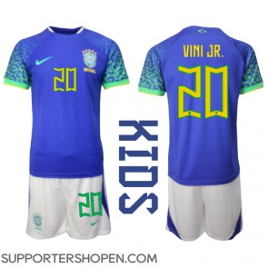 Brasilien Vinicius Junior #20 Bortatröja Barn VM 2022 Kortärmad (+ korta byxor)